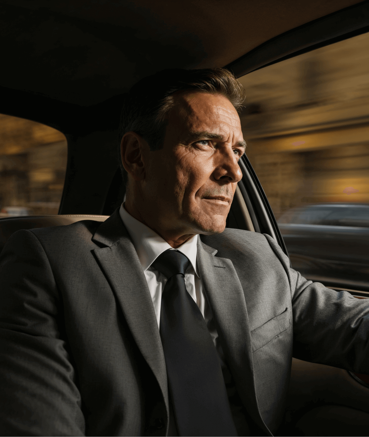 Business professional in car